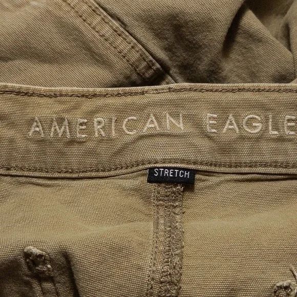 American Eagle Pants 16 LONG Tan High Rise Straight Carpenter Canvas Stretch - Picture 8 of 10